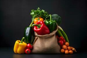 Fresh Vegetables In a Bag. Ai generative photo