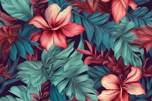 Seamless Botanical Pattern. Ai generative photo