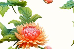 Seamless Flowers Pattern. Ai generative photo