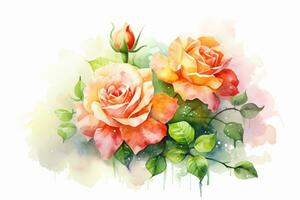 Watercolor Flower Art Wallpaper. Ai generative photo