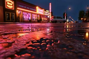 Asphalt Background In Rain. Ai generative photo