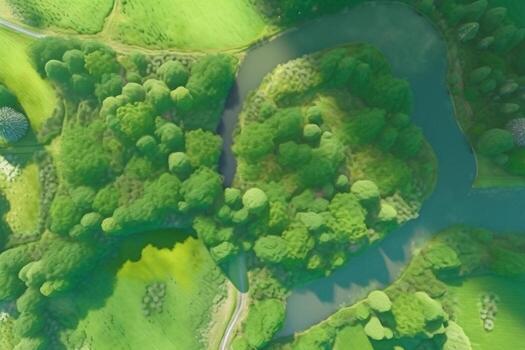 aéreo ver de verde campo. ai generativo foto