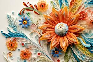 Quilling Flowers Art. Ai generative photo