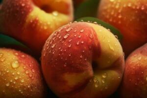 Fresh Peach Fruits. Ai generative photo