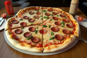 Delicious Mouth Watering Pizza. Ai generative photo