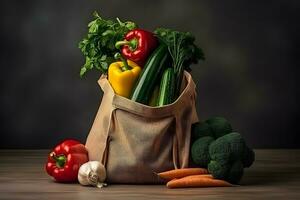 Fresh Vegetables In a Bag. Ai generative photo