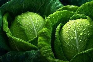 Fresh Cabbages. Ai generative photo