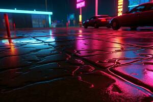 Asphalt Background In Rain. Ai generative photo