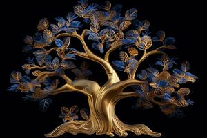 Golden Tree Walpaper Art. Ai generative photo