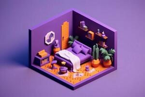 Cute 3D Room. Ai generative photo