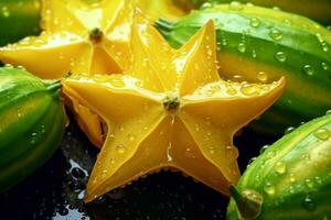 Fresh Star Fruits. Ai generative photo