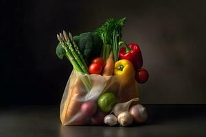 Fresh Vegetables In a Bag. Ai generative photo