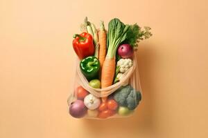 Fresh Vegetables In a Bag. Ai generative photo