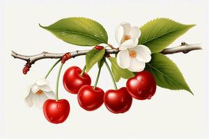 Fresh Cherry Fruits. Ai generative photo