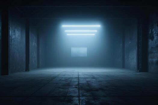 Dark Scene With Lights. Ai generative photo