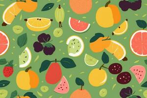 Fresh Fruits Seamless Pattern. Ai generative photo