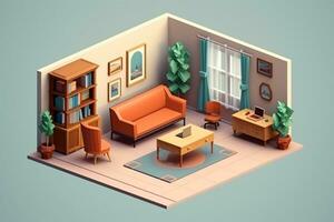 Cute 3D Room. Ai generative photo