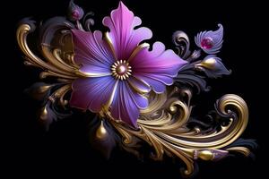 Flower Wallpaper Art With Jewels. Ai generative photo