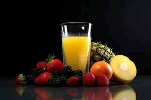 Fresh Fruits With Juice. Ai generative photo