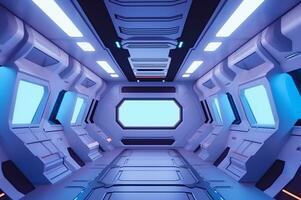 Fuuturistic Spaceship Room. Ai generative photo