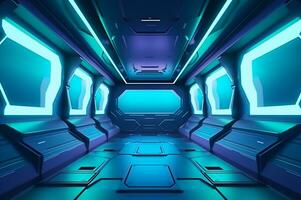 futurista astronave habitación. ai generativo foto