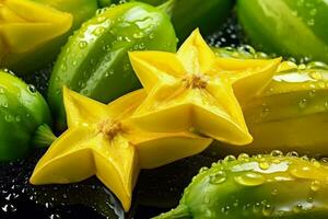 Fresh Star Fruits. Ai generative photo