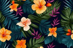 Trendy Tropical Seamless Pattern. Ai generative photo