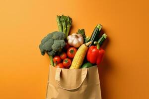 Fresh Vegetables In a Bag. Ai generative photo