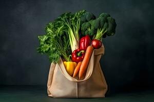 Fresh Vegetables In a Bag. Ai generative photo