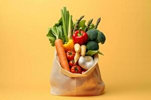 Fresh Vegetables In a Bag. Ai generative photo