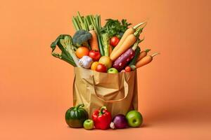 Fresh Vegetables In a Bag. Ai generative photo