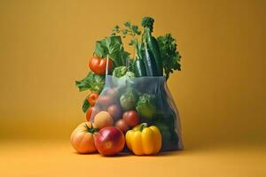 Fresh Vegetables In a Bag. Ai generative photo