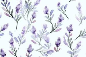 Watercolor Flower Seamless Pattern. Ai generative photo