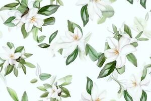 Watercolor Flower Seamless Pattern. Ai generative photo