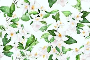 Watercolor Flower Seamless Pattern. Ai generative photo