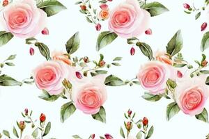 Watercolor Flower Seamless Pattern. Ai generative photo