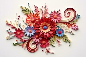 Quilling Flowers Art. Ai generative photo