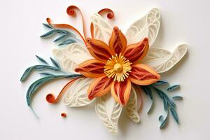 Quilling Flowers Art. Ai generative photo