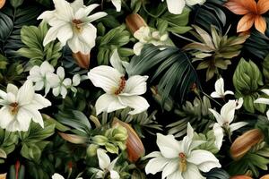 Seamless Botanical Pattern. Ai generative photo