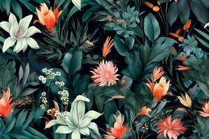Seamless Botanical Pattern. Ai generative photo