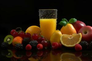 Fresco frutas con jugo. ai generativo foto