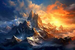 Beautiful Landscapes With Mountains. Ai generative photo
