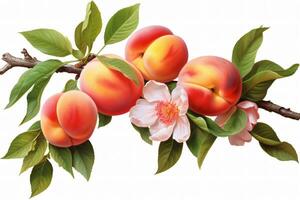 Fresh Peach Fruits. Ai generative photo