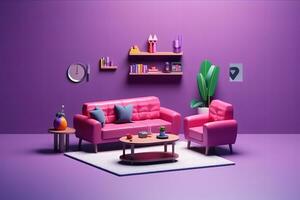 Cute 3D Room. Ai generative photo