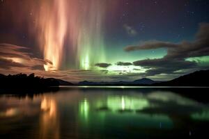 Beautiful Photo Of Northern Lights. Ai generative