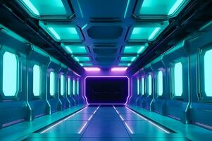 Fuuturistic Spaceship Room. Ai generative photo