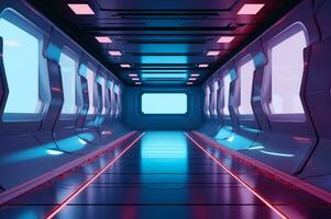 Fuuturistic Spaceship Room. Ai generative photo