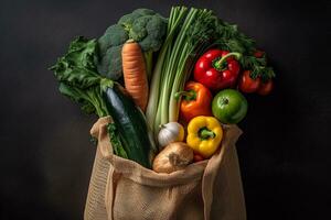 Fresh Vegetables In a Bag. Ai generative photo