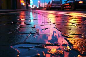 asfalto antecedentes en lluvia. ai generativo foto