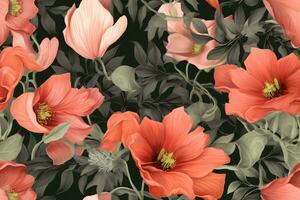 Seamless Botanical Pattern. Ai generative photo